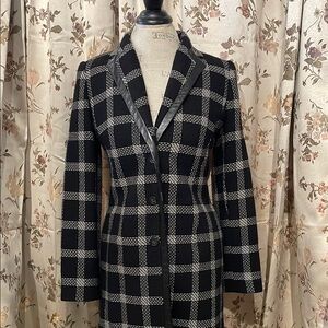Banana Republic Elegant Black and White Checkered Women's Coat